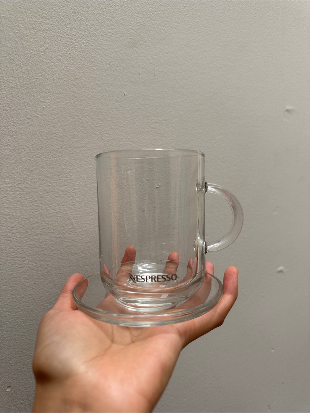 Nespresso Clear Glass Coffee Mug and Saucer - Transparent